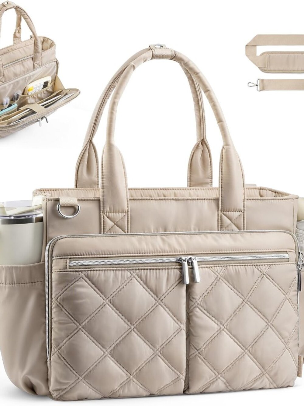 Teacher Tote Bag for Women Quilted Laptop Work Handbag for Travel